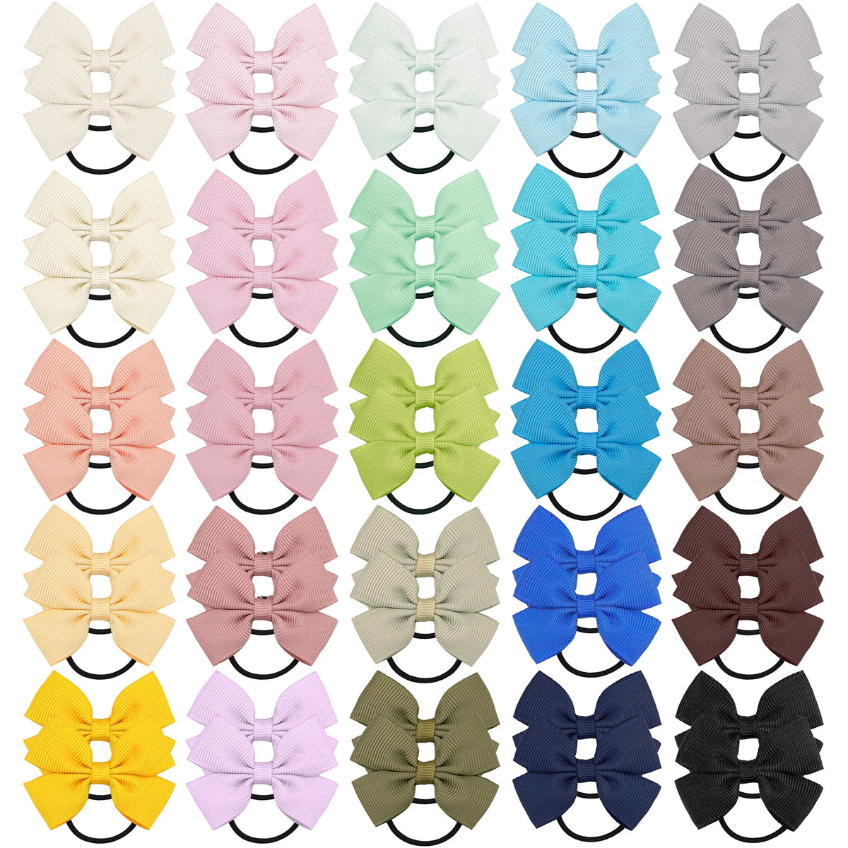 20/40/50 Pcs 2" Grosgrain Ribbon Pigtail Hair Bows Elastic Hair Ties Hair Bands Holders Hair Accessories for Baby Girls Infants