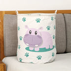 Animal Laundry Toys Organizer Basket Large Cartoon Canvas Barrel Basket Clothes Organizer Kids Toys Basket With Handle