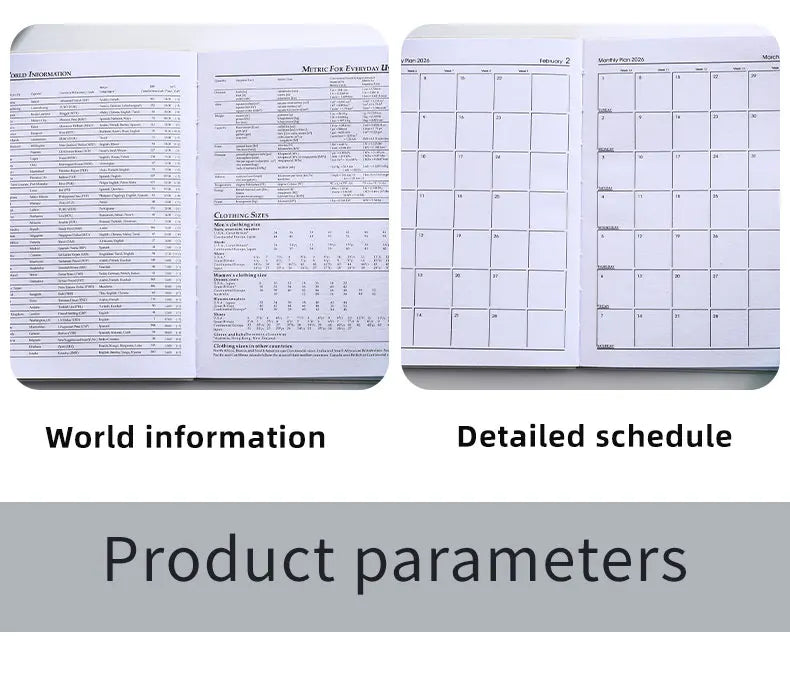 A7 specification 2026 English planner book, mini portable pocket daily schedule book, 64 sheets 128 page thin weekly calendar