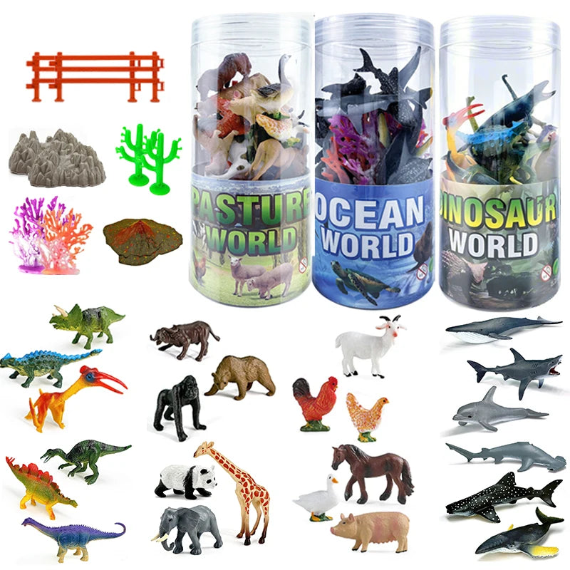 Miniature Lion Shark Horse Dinosaur Animals Model Set Action Figures Figurine Zoo Cute Education Kids Puzzle Toy Birthday Gift