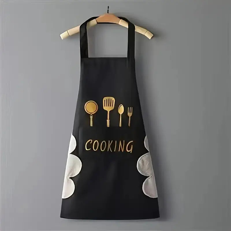 New Waterproof Oilproof Apron Kitchen Household Cooking Baking Apron for Men Women Lightweight and Durable with Hand Wiping