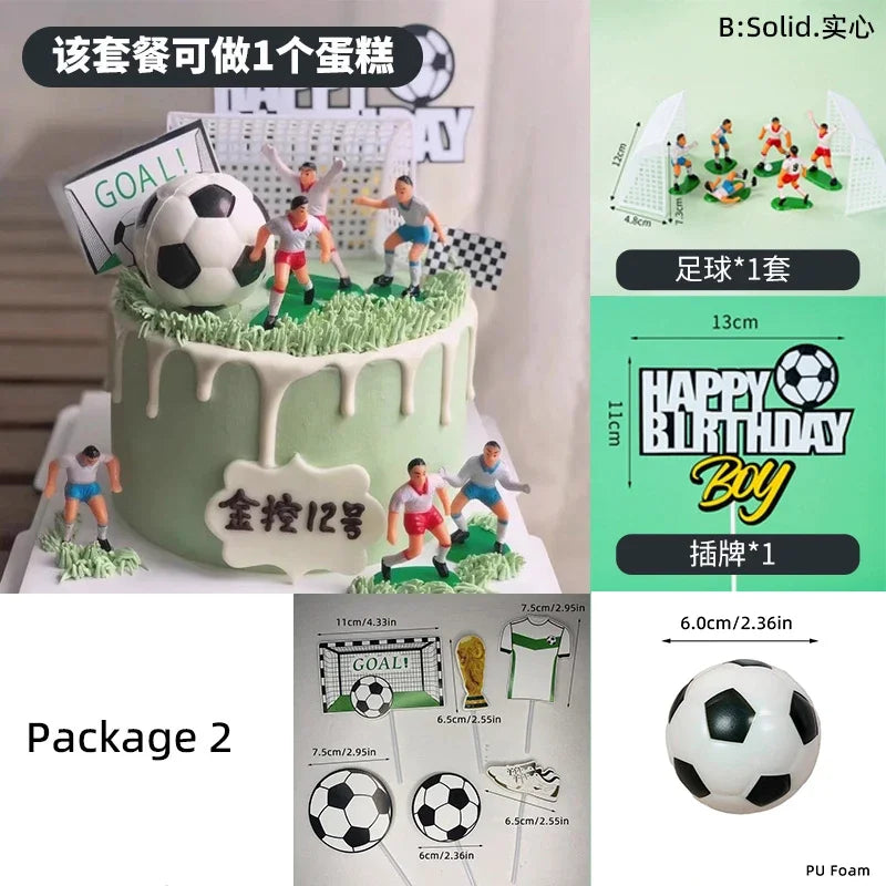 Football Boy Cake Topper Soccer Player Doll Decor for Birthday Party Sports Theme Childrens Celebration Supplies Cupcake Decor