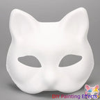 5 Pcs Blank White Cat Mask, DIY Unpainted Half Face Mask for Kids Adults Halloween Masquerade Party Art Painting Craft Project