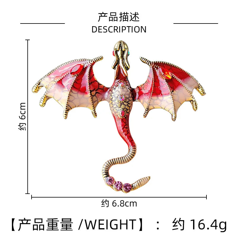 Fashion Enamel Dragon Brooches For Men Women Rhinestone Flying Dragon Clothes Suit Party Office Brooch Pins Jewelry Accessories