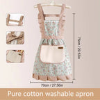 1/2/5pcs Lovely Canvas Apron Female Household Kitchen Cooking Antifouling Breathable Wear Cleaning Suitable