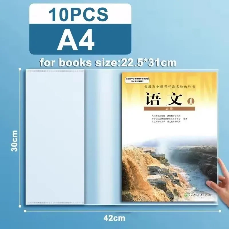 Transparent Book Covers Fit A4/16K/22K Textbook Paperback Book Sleeve Protector Waterproof PP Clear Self Adhesive Closure