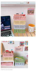 Mr.paper 6 Styles Plastic Stackable Foldable Stationary Holder Simple Cute Student Office Desktop Storage Stationery Organizer