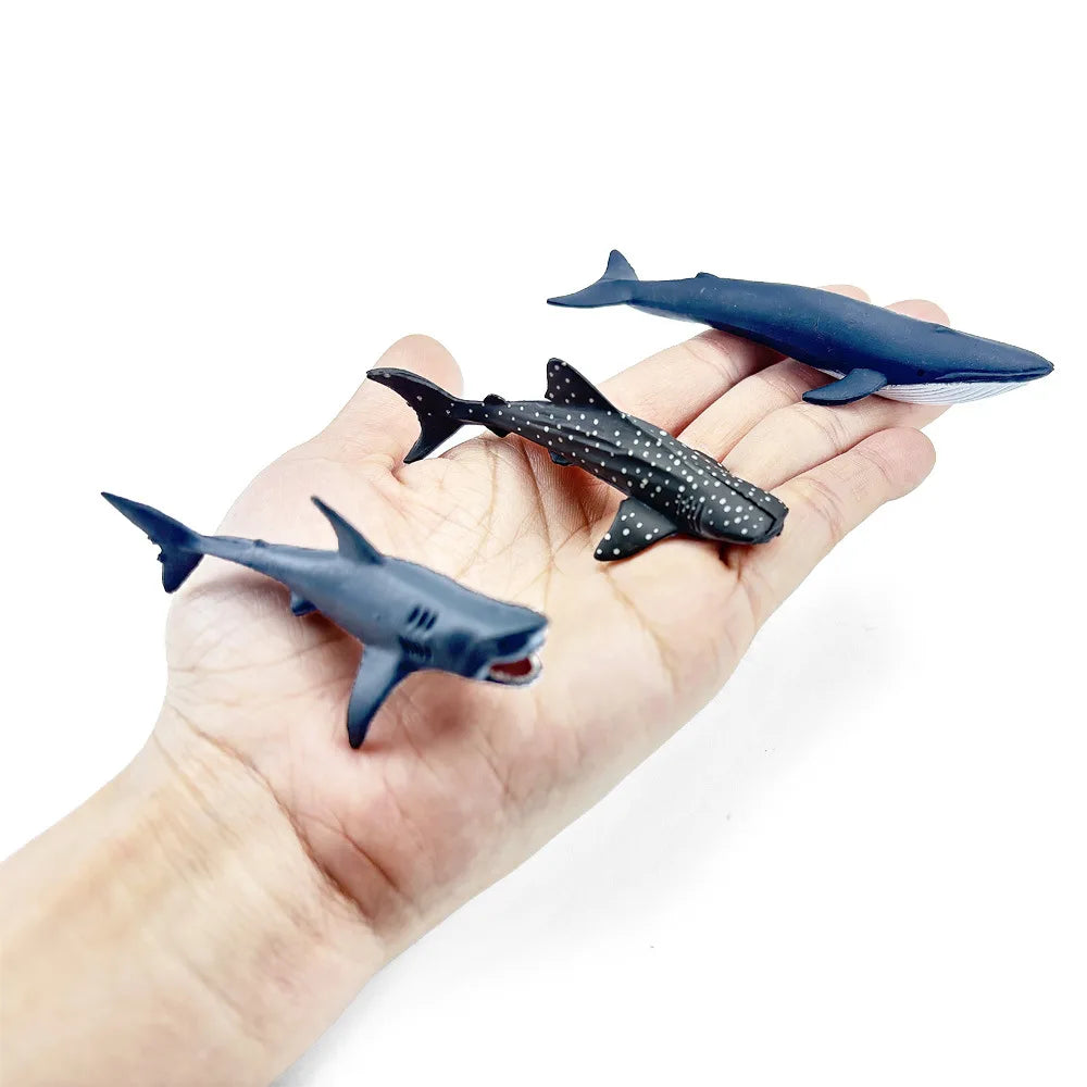 12pcs/set Updated Simulated Marine Animals Penguin Toy Model Realistic Sea Life Turtle Whale Toys For Children Christmas Gifts