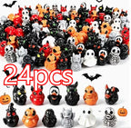 12Pcs/set Mini Resin Halloween Ducks and Ghost Miniatures Figurines Bulk for Garden Fairy Micro Landscape Home DIY Decoration