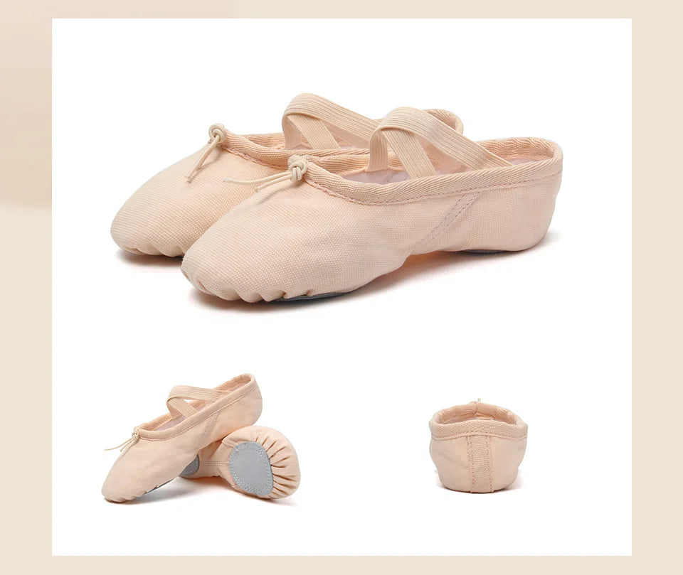 Canvas Ballet Shoes Split Sole Dance Slippers for Kids Adults