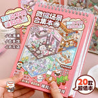 20Pcs Scenes Cartoon Landscape Sticker Book Forest Village DIY 3D Sticker Cabin Scene Pocket Birthday Gift for Kid Child Student