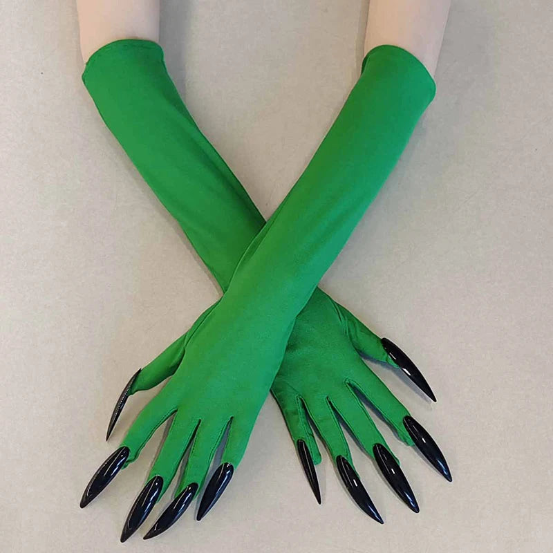 43cm Women Scary Claw Long Nail Elastic Mittens Halloween Black Devil's Ghost Claws Gloves Party Cosplay Performance Costume