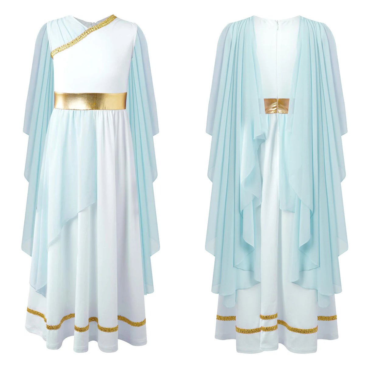 Girls Athena Costume Greek Princess Dress Ancient Greece Roman Toga with Laurel Headwear Halloween Carnival Cosplay Outfits Sets
