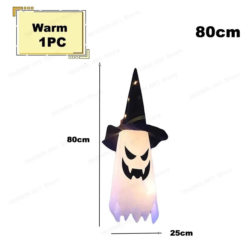 LED Flying Witch Hats Halloween Decorations Hanging Ghost Lights Glowing Wizard Lamp for Bar Party Dress Up