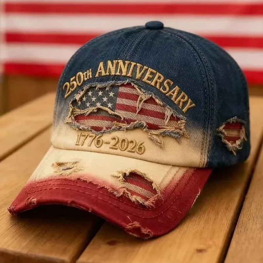 Breathable Patriotic Baseball Cap US 250th Anniversary Cap Retro Washed Versatile Patriotic Cap US 250th Anniversary Tribute Hat