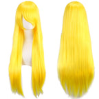 80cm Long Synthetic White Purple Cosplay Wigs Green Hair Straight Silver Wig Pink Hairpiece Lolita Wig with Bangs