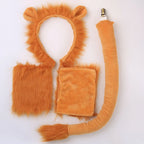 Lion Headband Tail Gloves Cosplay Kawaii Animal Ears Headdress Tie Halloween Party Wearings Adults Xmas Decor DIY Accessories