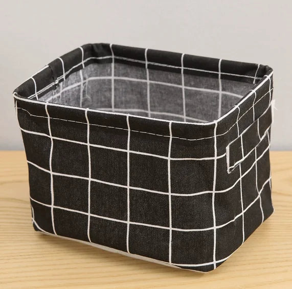 Random Cotton Hemp Storage Basket with Handheld Printed Tabletop, Miscellaneous Sorting Cabinet, Small Clothing, Fabric Storage