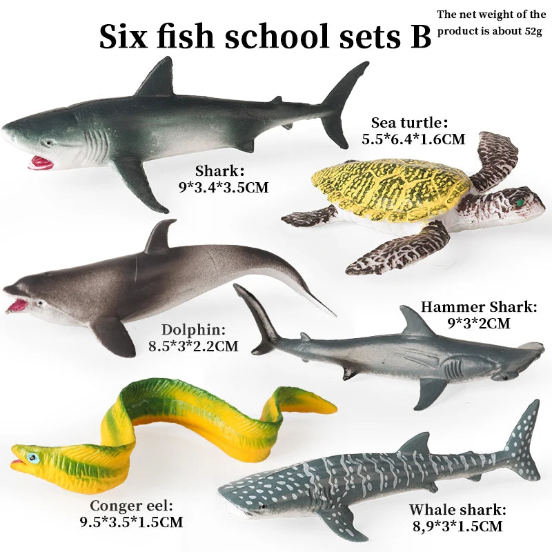 Oenux Ocean Life Animals Whale Dolphin Basking Shark Narwhal Tropical Fish Model Action Figures PVC Education Toy Kids Gift
