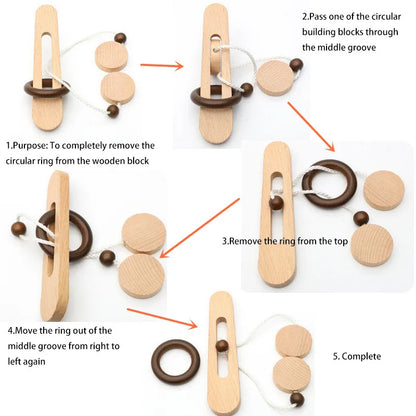 Wooden Ring Unlocking Game Classic Puzzle Intelligence Toy