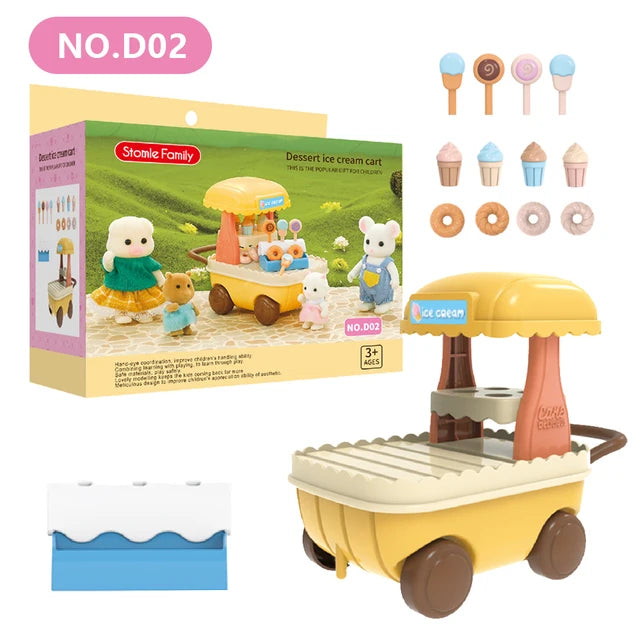 Forest Animal 1/12 Dollhouse Furniture Bedroom Kitchen Bathroom Set Miniature Simulation Dolls Accessories DIY Toys Girls