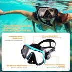 Diving Mask Snorkel Set For Adults Tempered Glass Professional Panoramic Scuba Snorkel Gear Swimming Training Snorkeling Kit