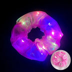 10pcs LED Scrunchies Light Up Organza Hair Scrunchy Elastic Hair Ties for Women Girl Glow in The Dark Party Supplies Neon Outfit