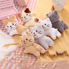 Cartoon Cute Six-Color Tilt Head Lying Plush Toy Cat Kitten Doll Backpack Pendant Decoration Christmas Halloween Gift Preferred