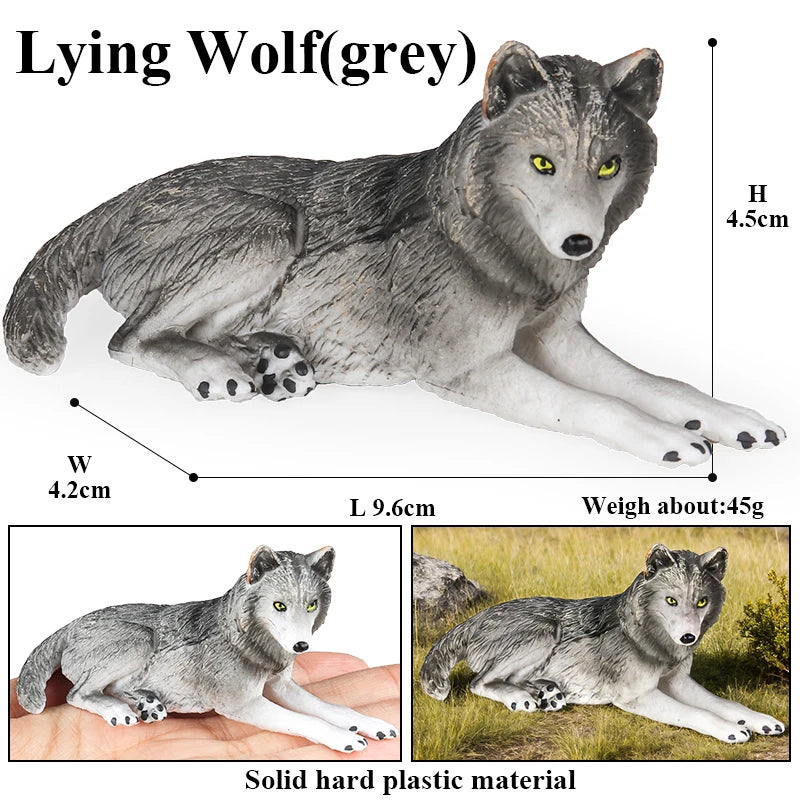 Oenux Wild Beast Animals Small Gray Wolf Maned Wolf Baby Wolves Simulation Model Action Figures Collection PVC Gift Kid Toy Gift