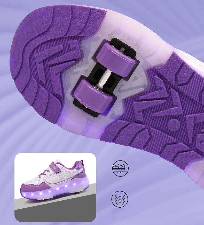 Light Up Roller Shoes Kids LED Sneakers USB Charge Sport Shoes