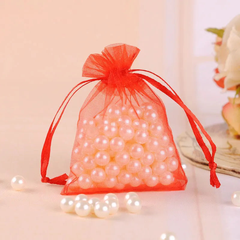 100pcs 7x9cm 10x12cm Colorful Organza Bag Packing Bag Sachet Organza Gift Bags For Jewelry Wedding Party Decor Drawstring Pouche