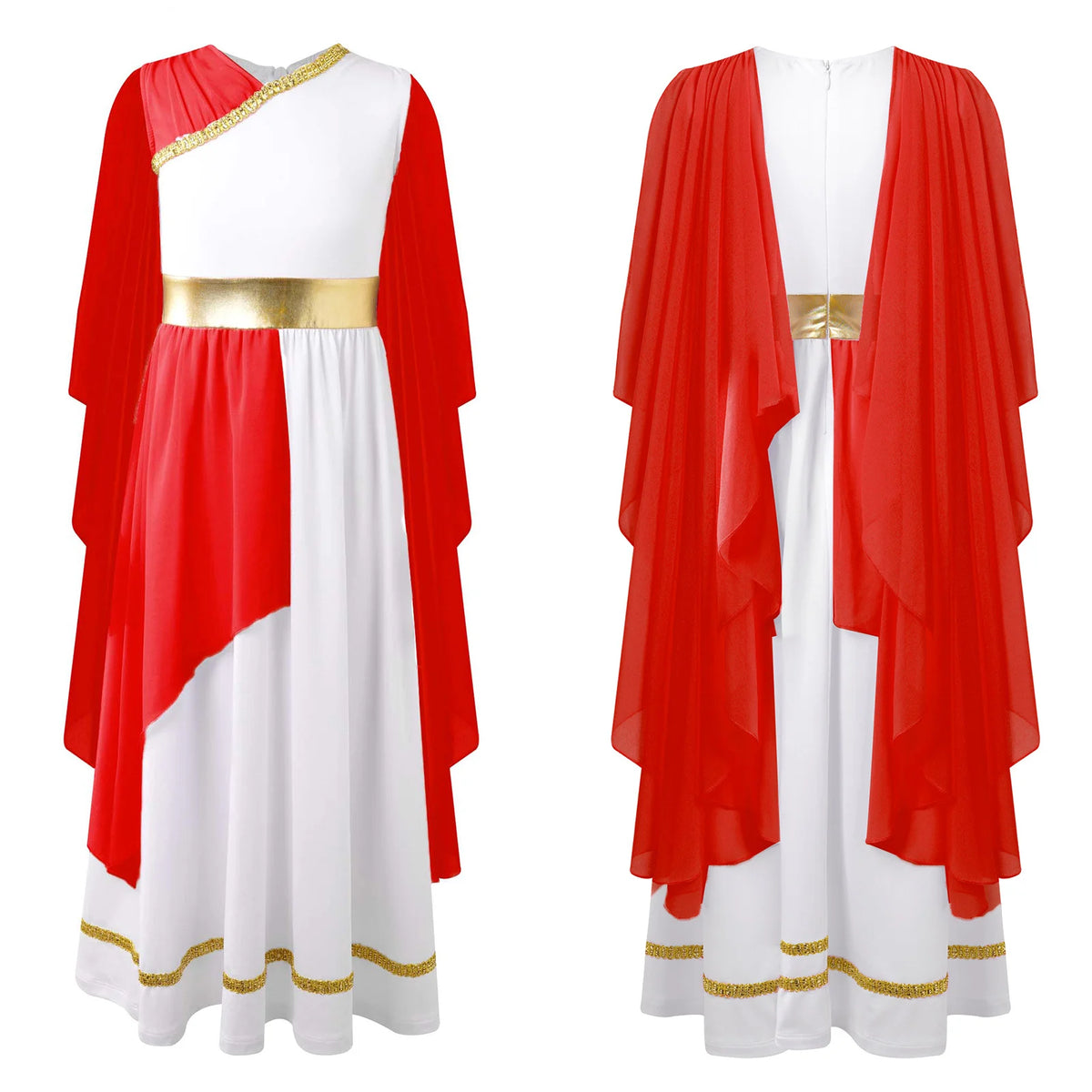 Girls Athena Costume Greek Princess Dress Ancient Greece Roman Toga with Laurel Headwear Halloween Carnival Cosplay Outfits Sets