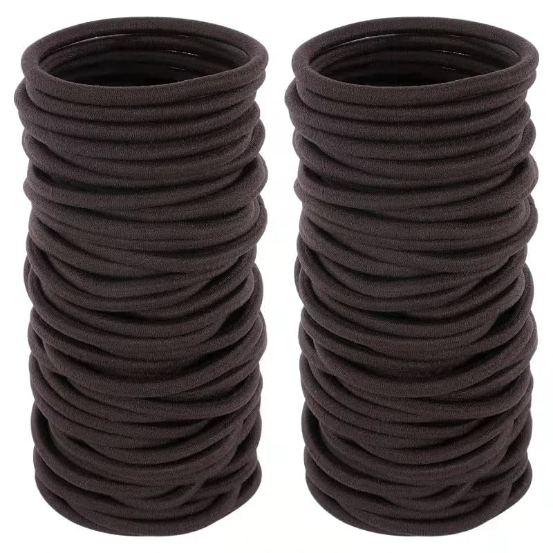 10/50pcs 4mm Mix Color Black No Damage Elastics Hair Ties Bands Leagues Pony Tails Holders for Men Women Girls and Boys Bulk