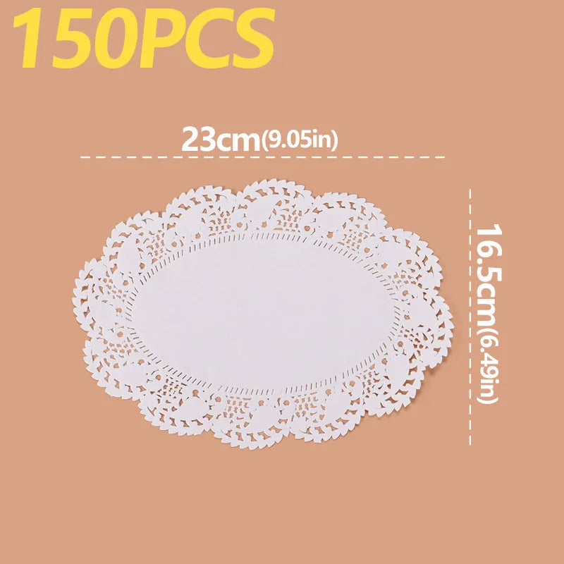 150Pcs Kitchen Fried Food Special Flower Bottom Paper Oil-absorbing Paper Baking Cake Pizza Snack Round Household Lace Paper Pad