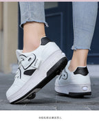 Girls Retractable Roller Shoes Breathable Walking Sneakers