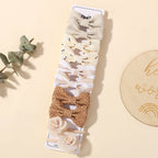10Pcs Girls Fresh Bowknot Head Rope Sweet Printing Double Ponytail Hair Ties Bands Head Scrunchies Without Cardboard