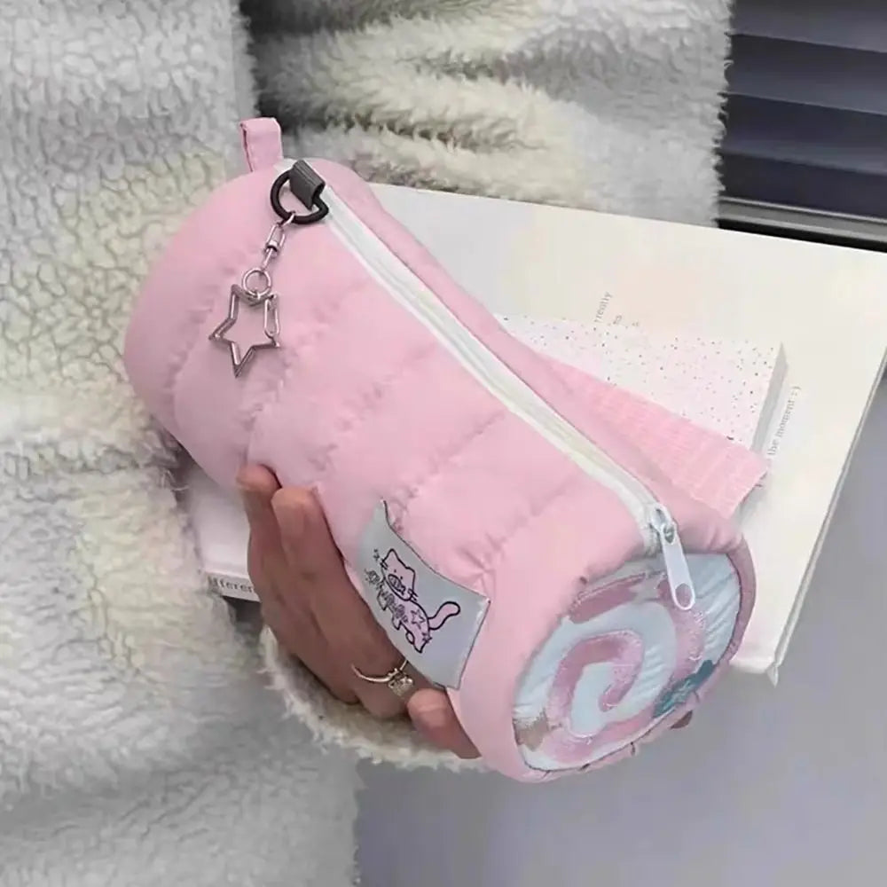 INS Large Capacity Pink Pen Bag Creative Soft Touch Pencil Case Stationery Storage Organizer Creative Students Gift