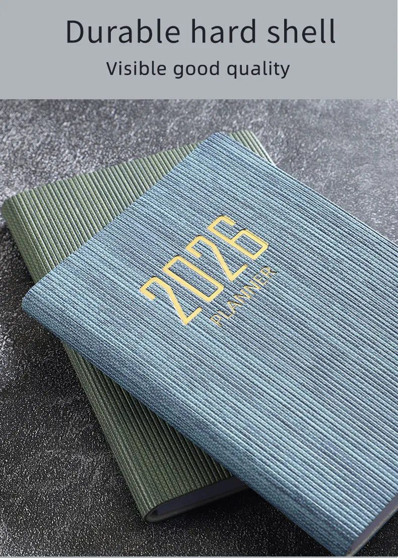 A7 specification 2026 English planner book, mini portable pocket daily schedule book, 64 sheets 128 page thin weekly calendar