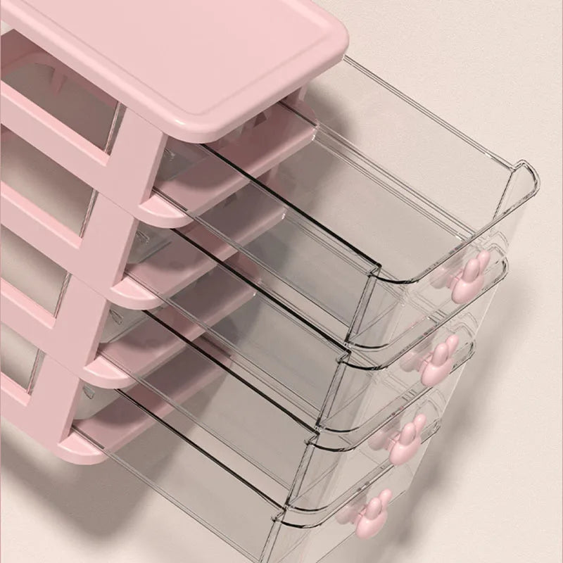 Clear Stacking Drawer Organizer - Multi-Tier PP Storage Box for Office/Beauty Products, Modular Desktop System (2-5 Layers)