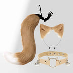 FluffyAnime Animal Fur Fox Tail Cat Paws Gloves and Ears Headwear Face Mask Cosplay Costume  Set Halloween Party Accessorie