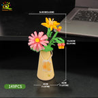 HUIQIBAO MOC Flower with pot Micro Building Block Sunflower Mini Model Bricks set Flowers Toys for Adults home Desk Decoration