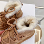 2025 New Winter Children Snow Boots Genuine Leather Warm Plush Toddler Boys Shoes Non-slip Fashion Baby Girls Boots 1-6 Years