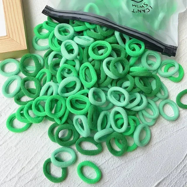 50/100Pcs Colorful Basic Nylon Ealstic Hair Ties for Girls Ponytail Hold Scrunchie Rubber Band Kid Fashion Hair Accessories
