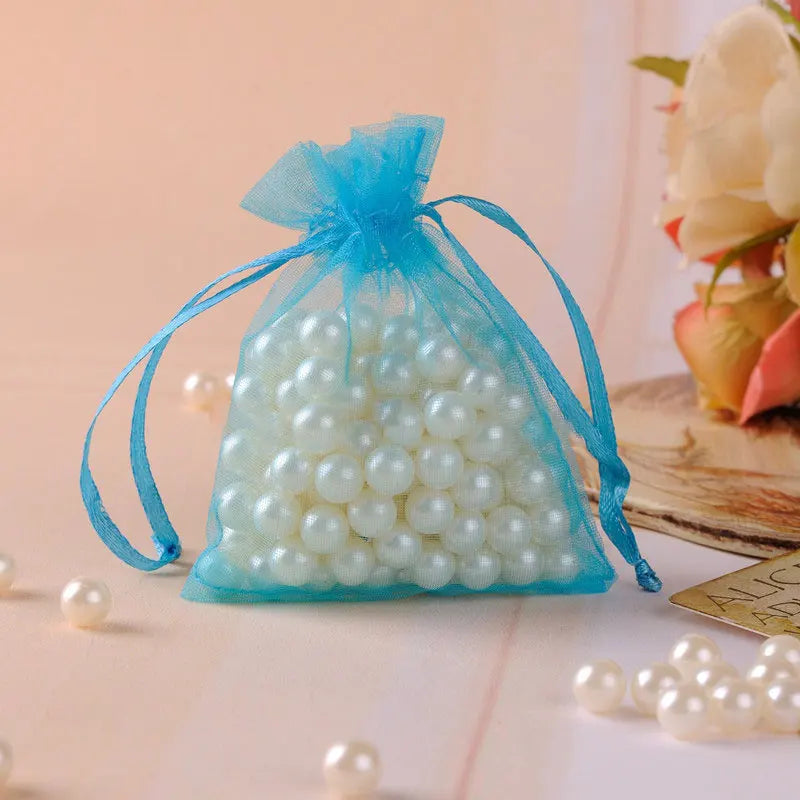 100pcs 7x9cm 10x12cm Colorful Organza Bag Packing Bag Sachet Organza Gift Bags For Jewelry Wedding Party Decor Drawstring Pouche