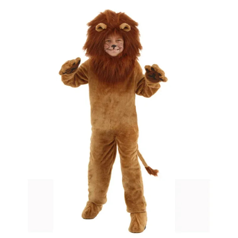 Child Deluxe Lion King Costume Baby Kid Adult Furry Animal Carnival Party Halloween Cosplay Costume Fancy Movie Role Jumpsuit