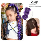 32" Extra-Long Synthetic Purple Braided Wig | Shimmering Metallic | Kids Christmas Costume Hairpiece - Rumi Collection