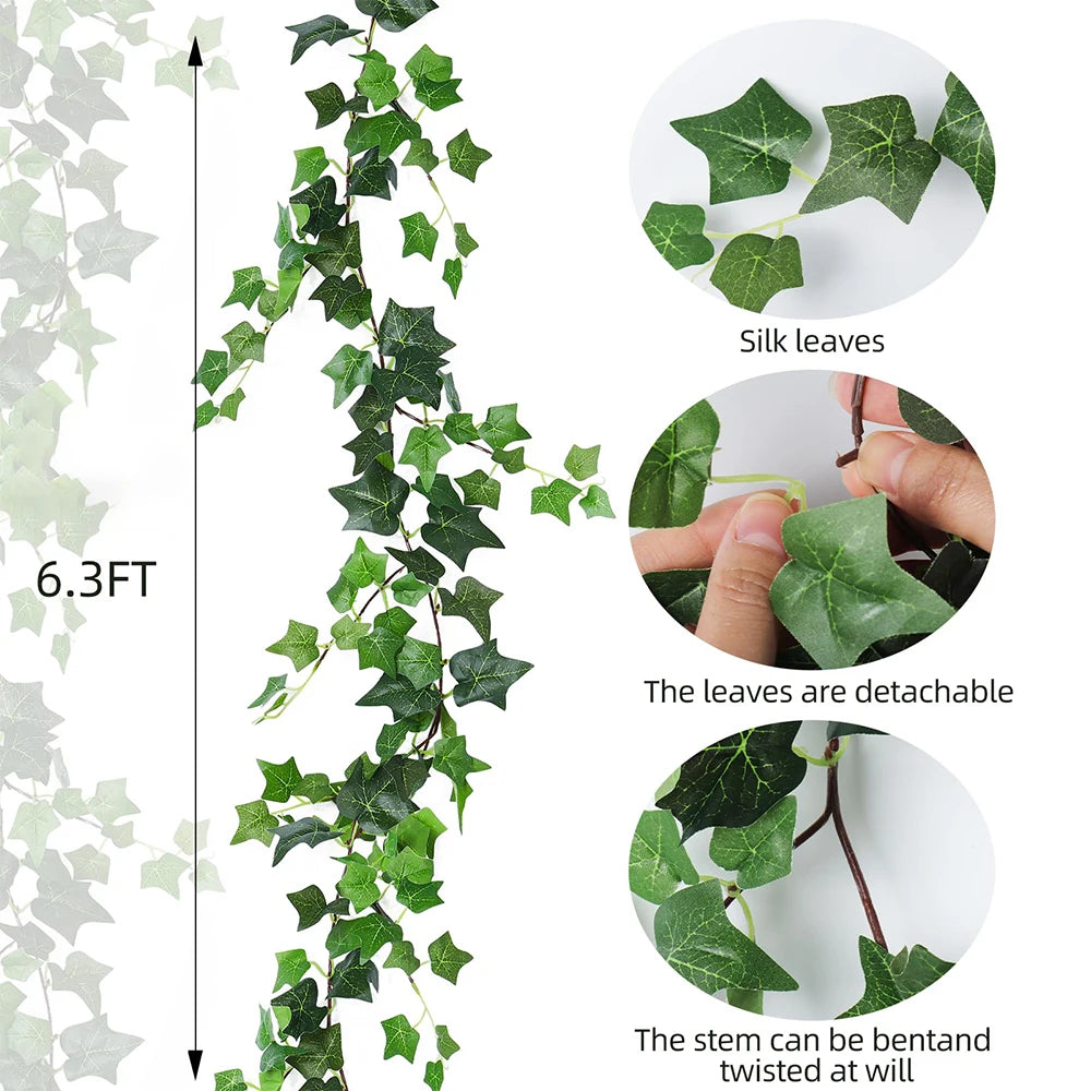 1/3/5pcs Artificial Vines Ivy Garland 1.8m Greenery Fake Ivy Hanging Plants for Home Wall Arch Wedding Room Indoor Outdoor Decor