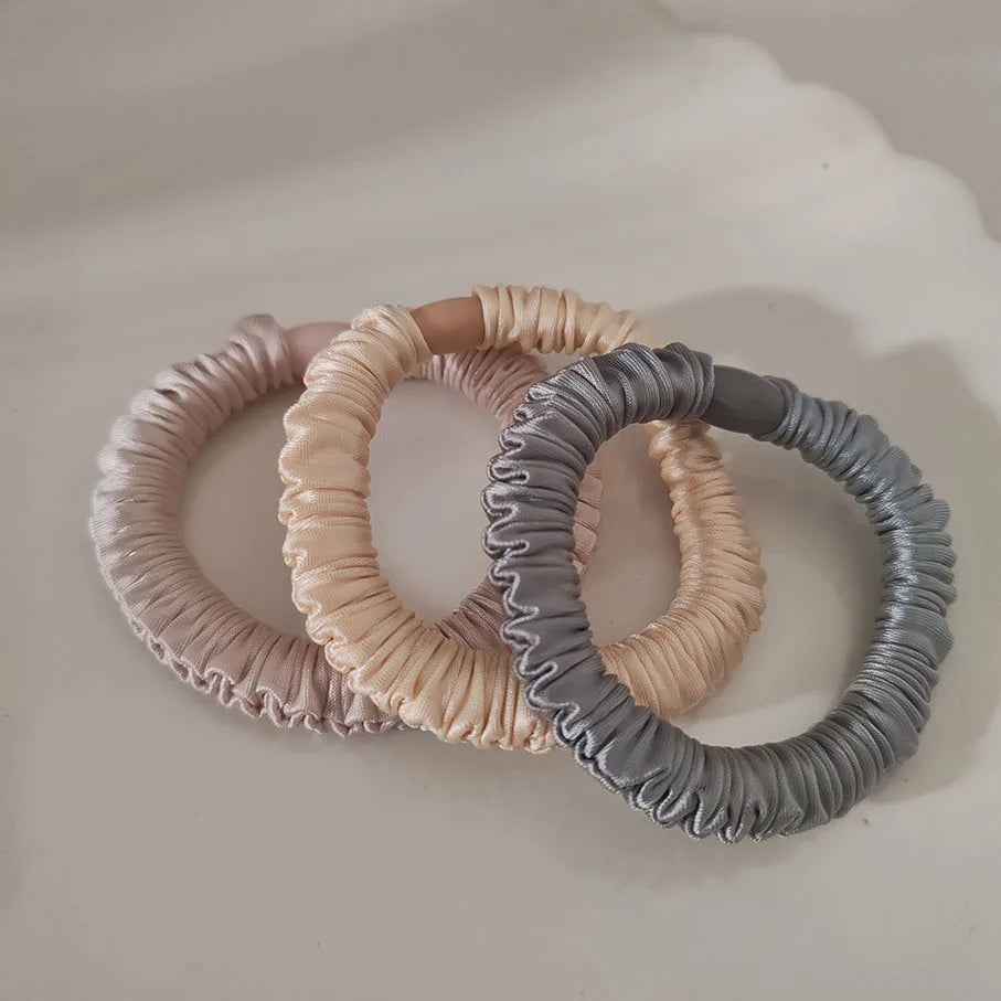 3PC High-level Ice Silk Soft Fabric High Elasticity Hair Ties Rope Accessories for Women Girls Ponytail Holder Korean
