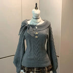 Preppy Style Sweet Knitted Sweater 2000s Aesthetic Gyaru Chic Korean Y2k Jumper Sweater Long Sleeve Coquette Knitwears
