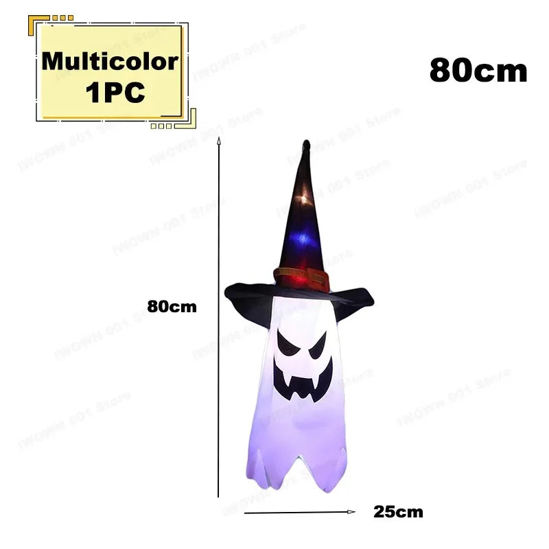 LED Flying Witch Hats Halloween Decorations Hanging Ghost Lights Glowing Wizard Lamp for Bar Party Dress Up